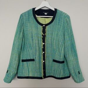 VFX Jeans Handwoven Tweed Blazer Jacket - Green Blue Blend size 46